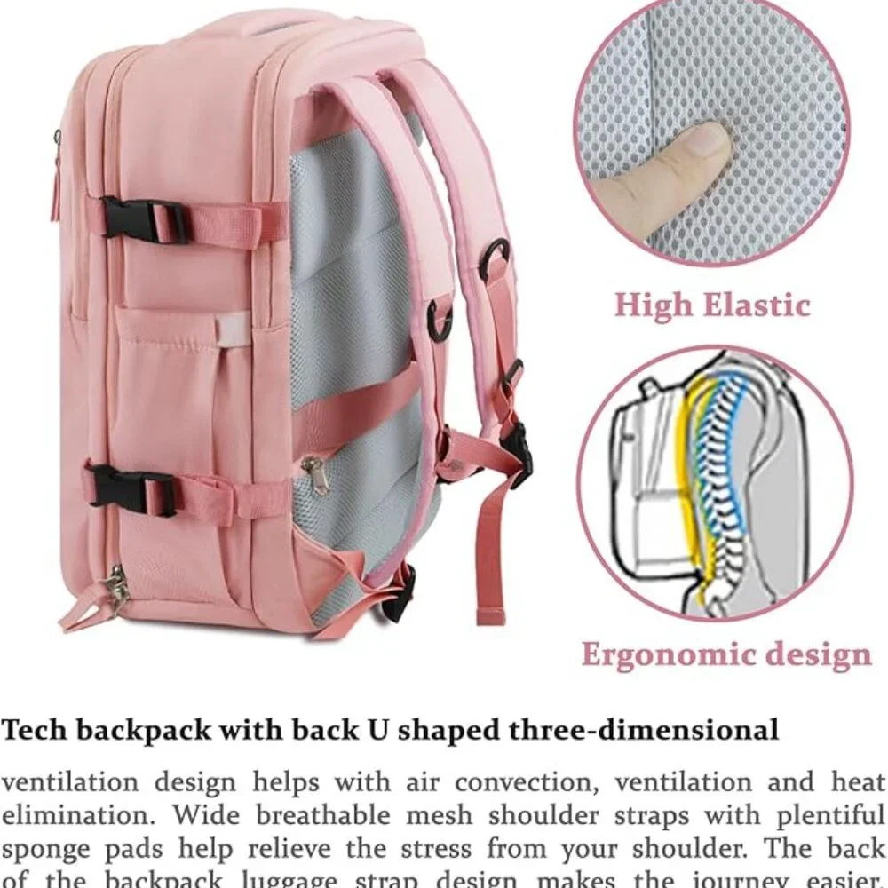 New! Last! Travel laptop Backpack For Men & Women, Carry On Backpack BLACK - Picture 5 of 8